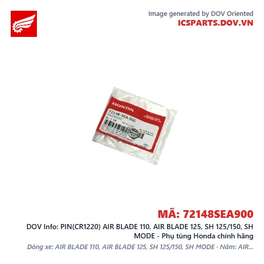 PIN(CR1220) AIR BLADE 110, AIR BLADE 125, SH 125/150, SH MODE - Phụ tùng Honda chính hãng