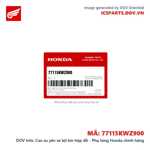 Cao su yên xe bịt kín hộp đồ - Phụ tùng Honda chính hãng