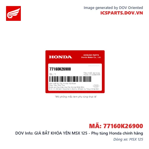 GIÁ BẮT KHÓA YÊN MSX 125 - Phụ tùng Honda chính hãng
