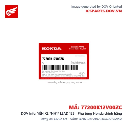 YÊN XE *NH1* LEAD 125 - Phụ tùng Honda chính hãng