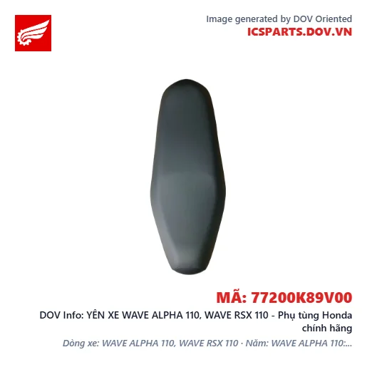 YÊN XE WAVE ALPHA 110, WAVE RSX 110 - Phụ tùng Honda chính hãng