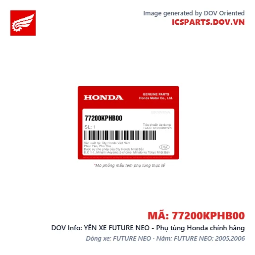 YÊN XE FUTURE NEO - Phụ tùng Honda chính hãng