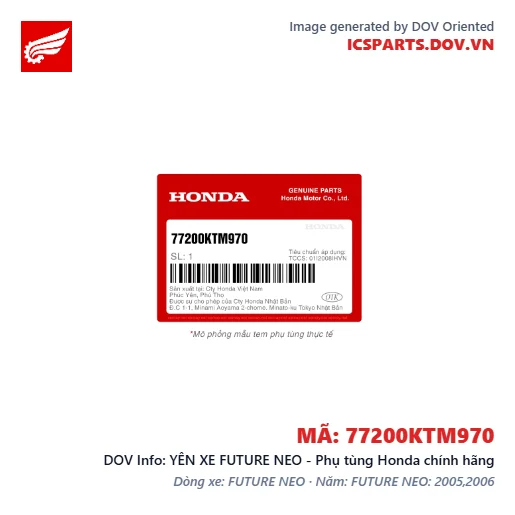 YÊN XE FUTURE NEO - Phụ tùng Honda chính hãng