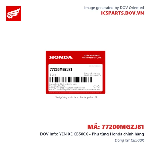 YÊN XE CB500X - Phụ tùng Honda chính hãng
