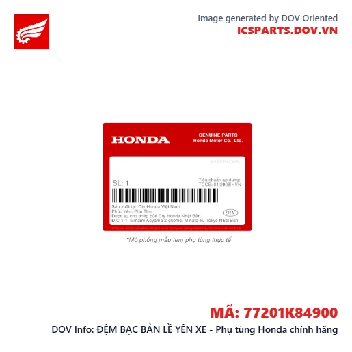 ĐỆM BẠC BẢN LỀ YÊN XE - Phụ tùng Honda chính hãng