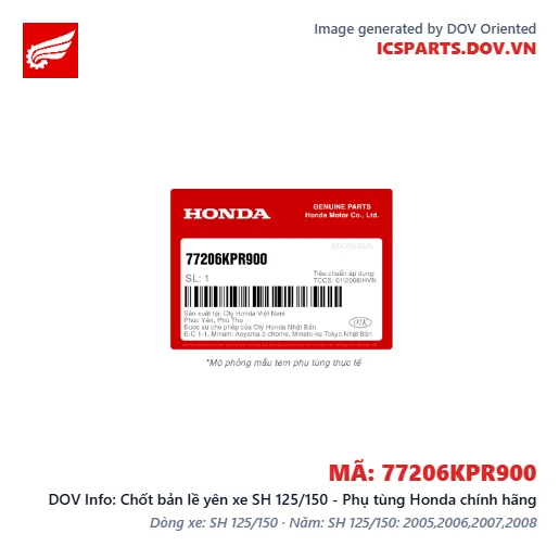Chốt bản lề yên xe SH 125/150 - Phụ tùng Honda chính hãng