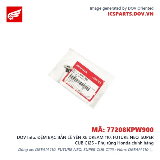 ĐỆM BẠC BẢN LỀ YÊN XE DREAM 110, FUTURE NEO, SUPER CUB C125 - Phụ tùng Honda chính hãng