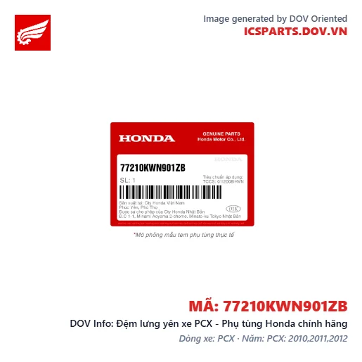 Đệm lưng yên xe PCX - Phụ tùng Honda chính hãng