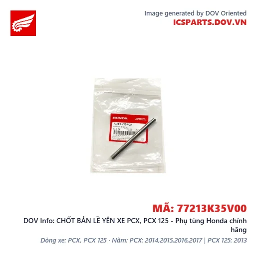 CHỐT BẢN LỀ YÊN XE PCX, PCX 125 - Phụ tùng Honda chính hãng