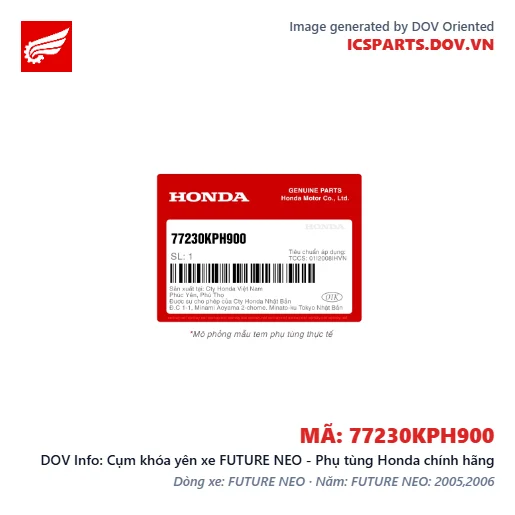 Cụm khóa yên xe FUTURE NEO - Phụ tùng Honda chính hãng