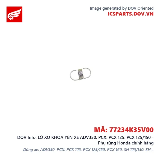 LÒ XO KHÓA YÊN XE ADV350, PCX, PCX 125, PCX 125/150 - Phụ tùng Honda chính hãng