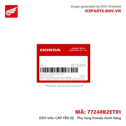 CÁP YÊN XE - Phụ tùng Honda chính hãng