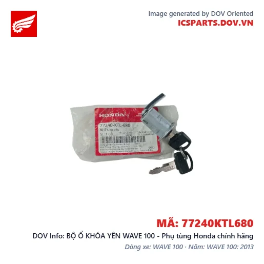 BỘ Ổ KHÓA YÊN WAVE 100 - Phụ tùng Honda chính hãng