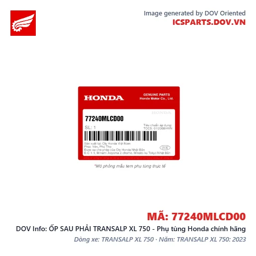 ỐP SAU PHẢI TRANSALP XL 750 - Phụ tùng Honda chính hãng