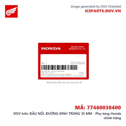 ĐẦU NỐI, ĐƯỜNG KÍNH TRONG 35 MM - Phụ tùng Honda chính hãng