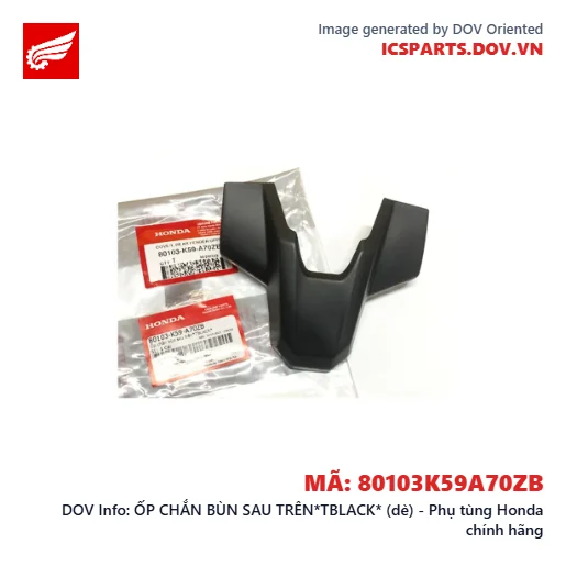ỐP CHẮN BÙN SAU TRÊN*TBLACK* (dè) - Phụ tùng Honda chính hãng