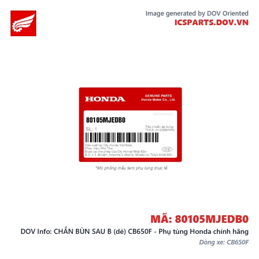 CHẮN BÙN SAU B (dè) CB650F - Phụ tùng Honda chính hãng
