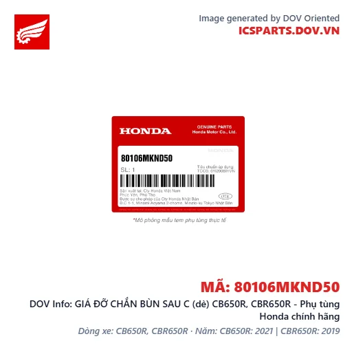 GIÁ ĐỠ CHẮN BÙN SAU C (dè) CB650R, CBR650R - Phụ tùng Honda chính hãng