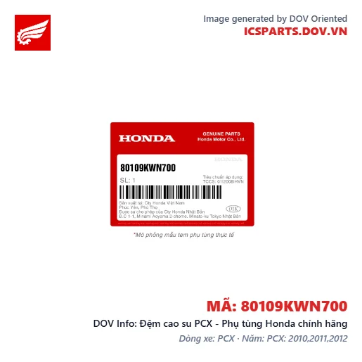 Đệm cao su PCX - Phụ tùng Honda chính hãng