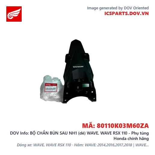 BỘ CHẮN BÙN SAU NH1 (dè) WAVE, WAVE RSX 110 - Phụ tùng Honda chính hãng
