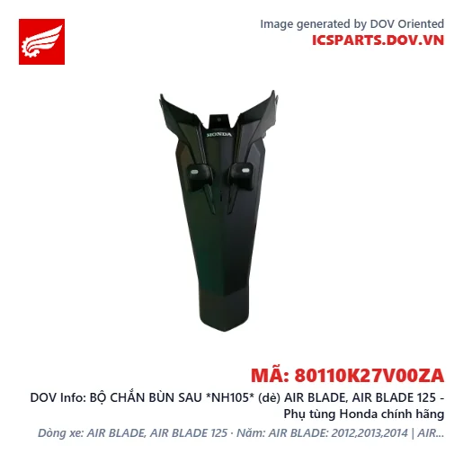 BỘ CHẮN BÙN SAU *NH105* (dè) AIR BLADE, AIR BLADE 125 - Phụ tùng Honda chính hãng