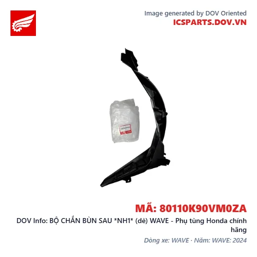 BỘ CHẮN BÙN SAU *NH1* (dè) WAVE - Phụ tùng Honda chính hãng