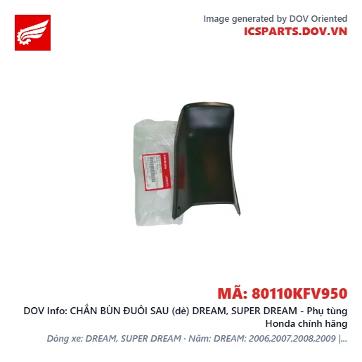 CHẮN BÙN ĐUÔI SAU (dè) DREAM, SUPER DREAM - Phụ tùng Honda chính hãng