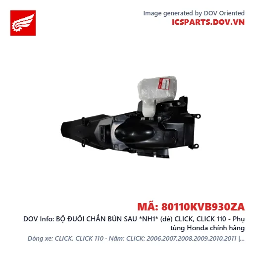 BỘ ĐUÔI CHẮN BÙN SAU *NH1* (dè) CLICK, CLICK 110 - Phụ tùng Honda chính hãng