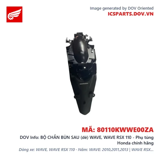 BỘ CHẮN BÙN SAU (dè) WAVE, WAVE RSX 110 - Phụ tùng Honda chính hãng