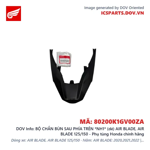 BỘ CHẮN BÙN SAU PHÍA TRÊN *NH1* (dè) AIR BLADE, AIR BLADE 125/150 - Phụ tùng Honda chính hãng