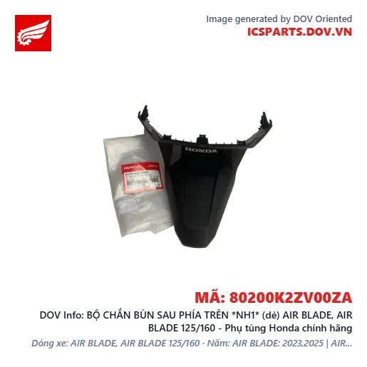 BỘ CHẮN BÙN SAU PHÍA TRÊN *NH1* (dè) AIR BLADE, AIR BLADE 125/160 - Phụ tùng Honda chính hãng
