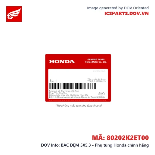 BẠC ĐỆM 5X5.3 - Phụ tùng Honda chính hãng