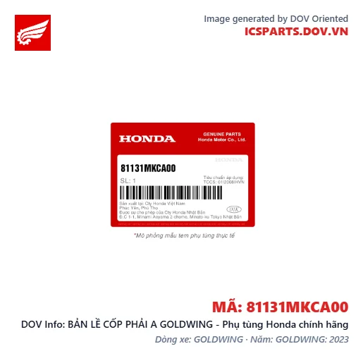 BẢN LỀ CỐP PHẢI A GOLDWING - Phụ tùng Honda chính hãng