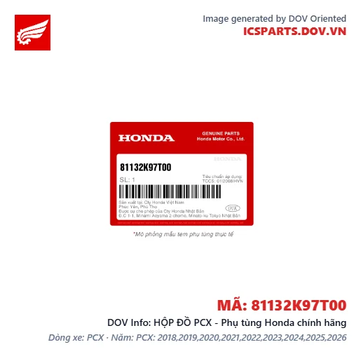 HỘP ĐỒ PCX - Phụ tùng Honda chính hãng