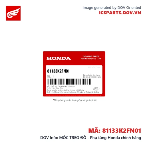 MÓC TREO ĐỒ - Phụ tùng Honda chính hãng