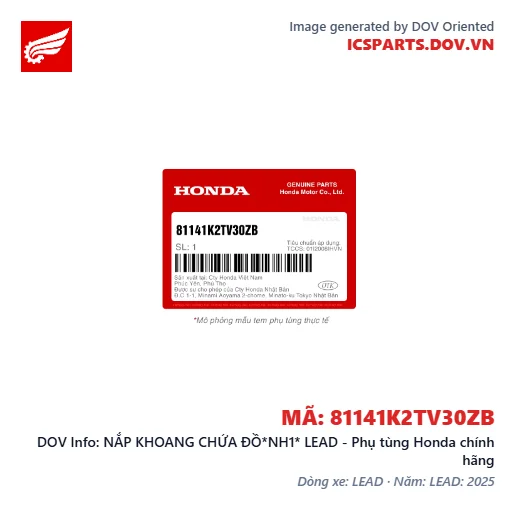 NẮP KHOANG CHỨA ĐỒ*NH1* LEAD - Phụ tùng Honda chính hãng