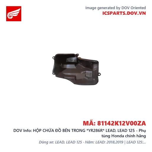 HỘP CHỨA ĐỒ BÊN TRONG *YR286R* LEAD, LEAD 125 - Phụ tùng Honda chính hãng