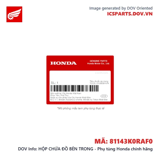HỘP CHỨA ĐỒ BÊN TRONG - Phụ tùng Honda chính hãng