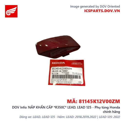 NẮP KHẨN CẤP *R350C* LEAD, LEAD 125 - Phụ tùng Honda chính hãng