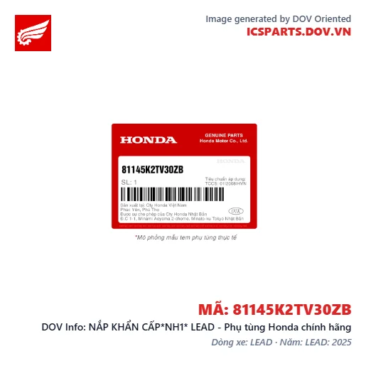 NẮP KHẨN CẤP*NH1* LEAD - Phụ tùng Honda chính hãng
