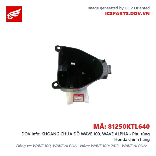 KHOANG CHỨA ĐỒ WAVE 100, WAVE ALPHA - Phụ tùng Honda chính hãng