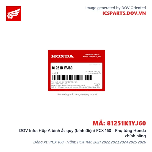 Hộp A bình ắc quy (bình điện) PCX 160 - Phụ tùng Honda chính hãng