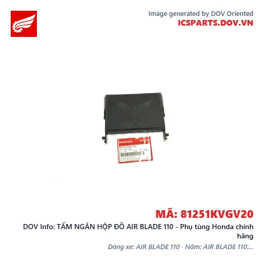 TẤM NGĂN HỘP ĐỒ AIR BLADE 110 - Phụ tùng Honda chính hãng