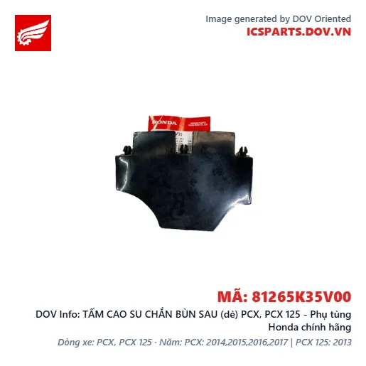 TẤM CAO SU CHẮN BÙN SAU (dè) PCX, PCX 125 - Phụ tùng Honda chính hãng