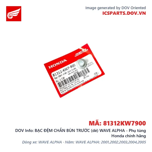 BẠC ĐỆM CHẮN BÙN TRƯỚC (dè) WAVE ALPHA - Phụ tùng Honda chính hãng