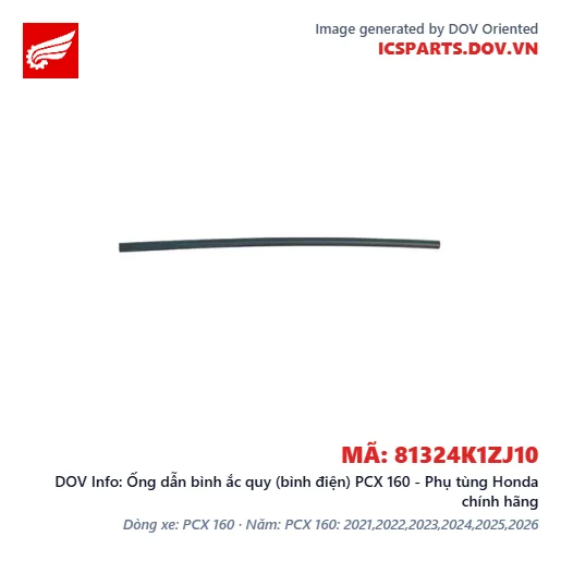 Ống dẫn bình ắc quy (bình điện) PCX 160 - Phụ tùng Honda chính hãng