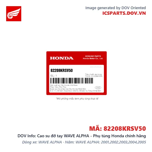 Cao su đỡ tay WAVE ALPHA - Phụ tùng Honda chính hãng