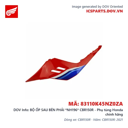 BỘ ỐP SAU BÊN PHẢI *NH196* CBR150R - Phụ tùng Honda chính hãng