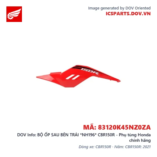 BỘ ỐP SAU BÊN TRÁI *NH196* CBR150R - Phụ tùng Honda chính hãng
