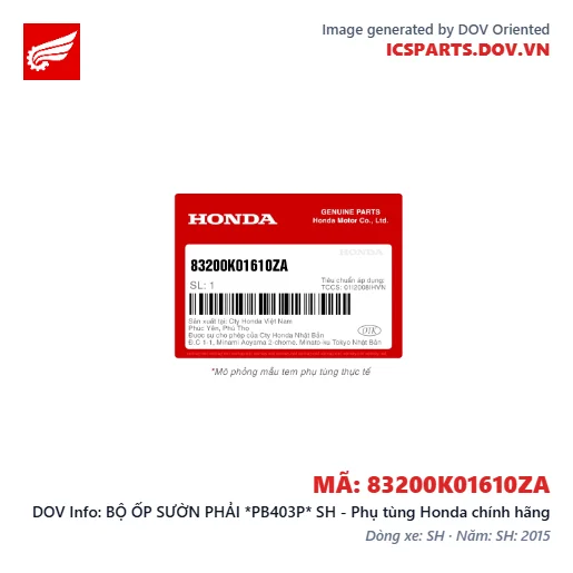 BỘ ỐP SƯỜN PHẢI *PB403P* SH - Phụ tùng Honda chính hãng